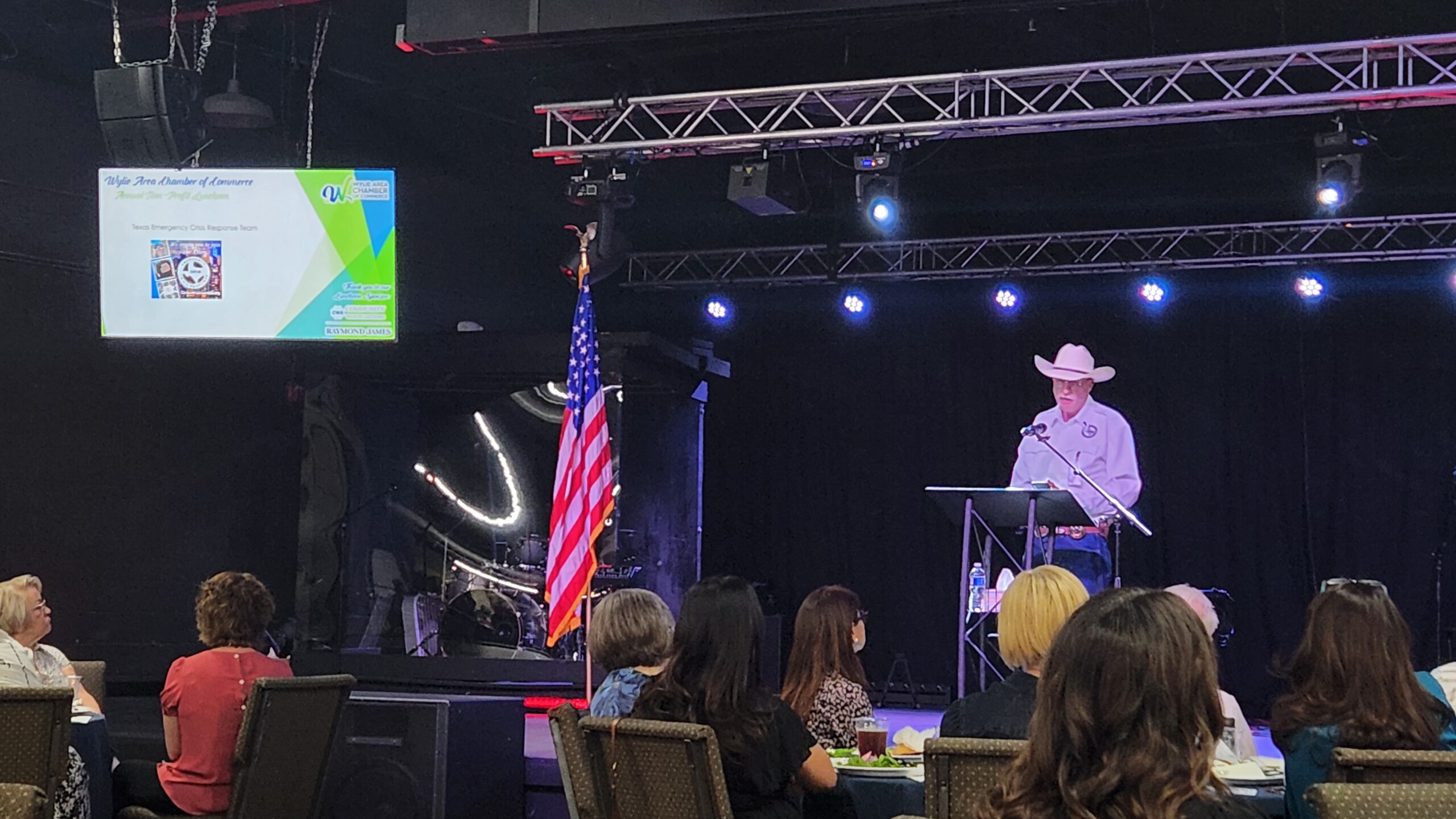 Texas Emergency Crisis Response Team at Wylie Chamber Representative from the Texas Emergency Crisis Response Team speaking at the Wylie Chamber nonprofit luncheon in Wylie, Texas